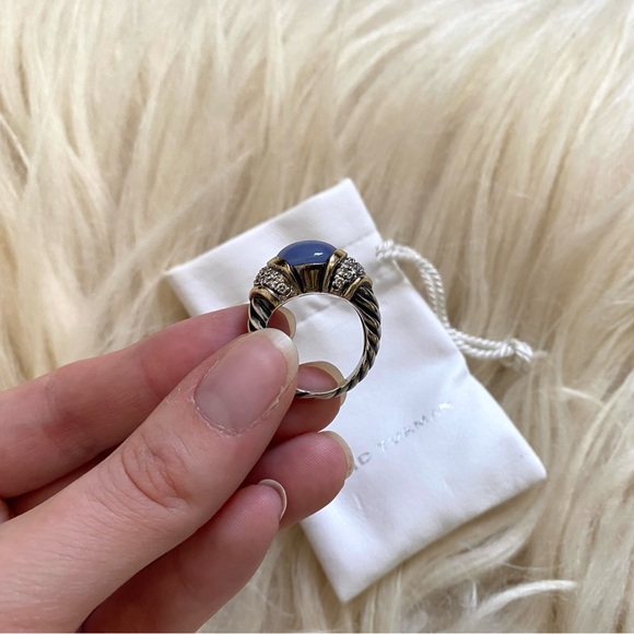 David Yurman Large Chalcedony Diamond Ring - Picture 4 of 12